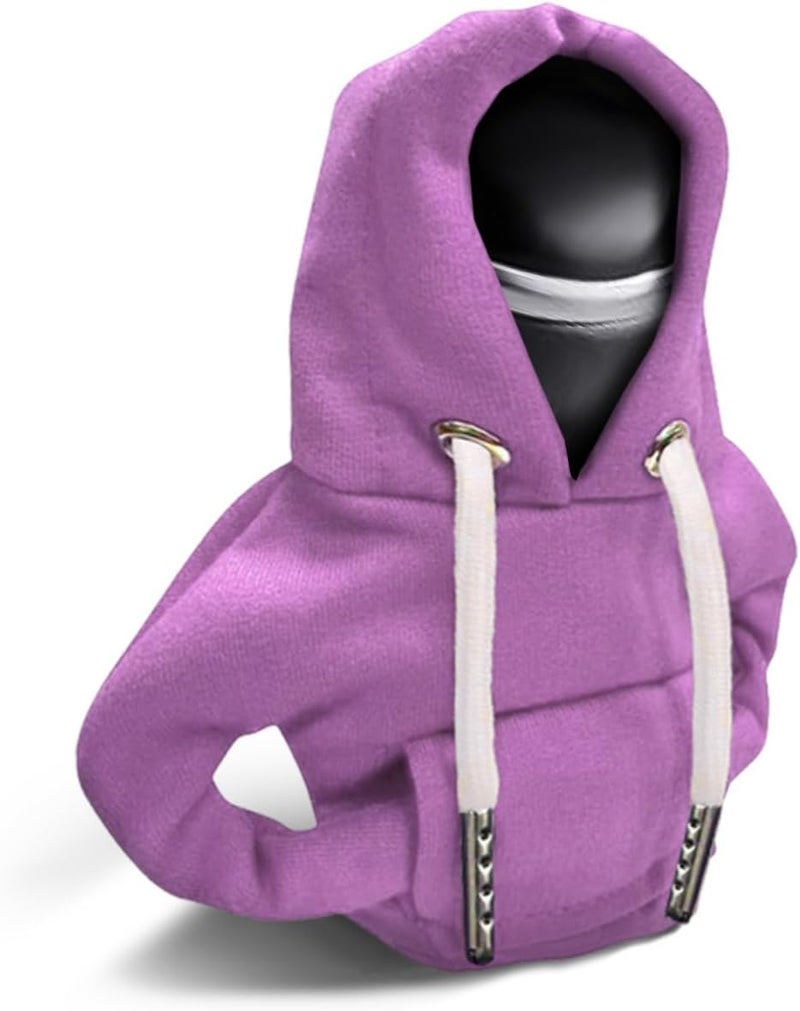 Lecctso Car Shift Knob Hoodie, Fashionable Sweater Hoodie Auto Gear Shift Knob Protector, Universal Car Interior Accessories Funny Car Shift Knob Cover for Car Truck SUV（Purple） - Image 1